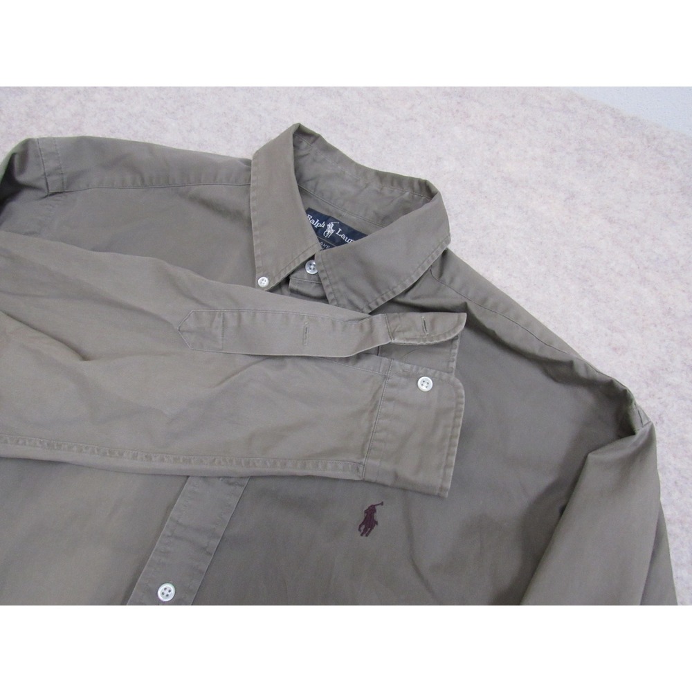 Ralph Lauren Blake Shirt Mens Large Olive Green Cotton Long Sleeve Button Down